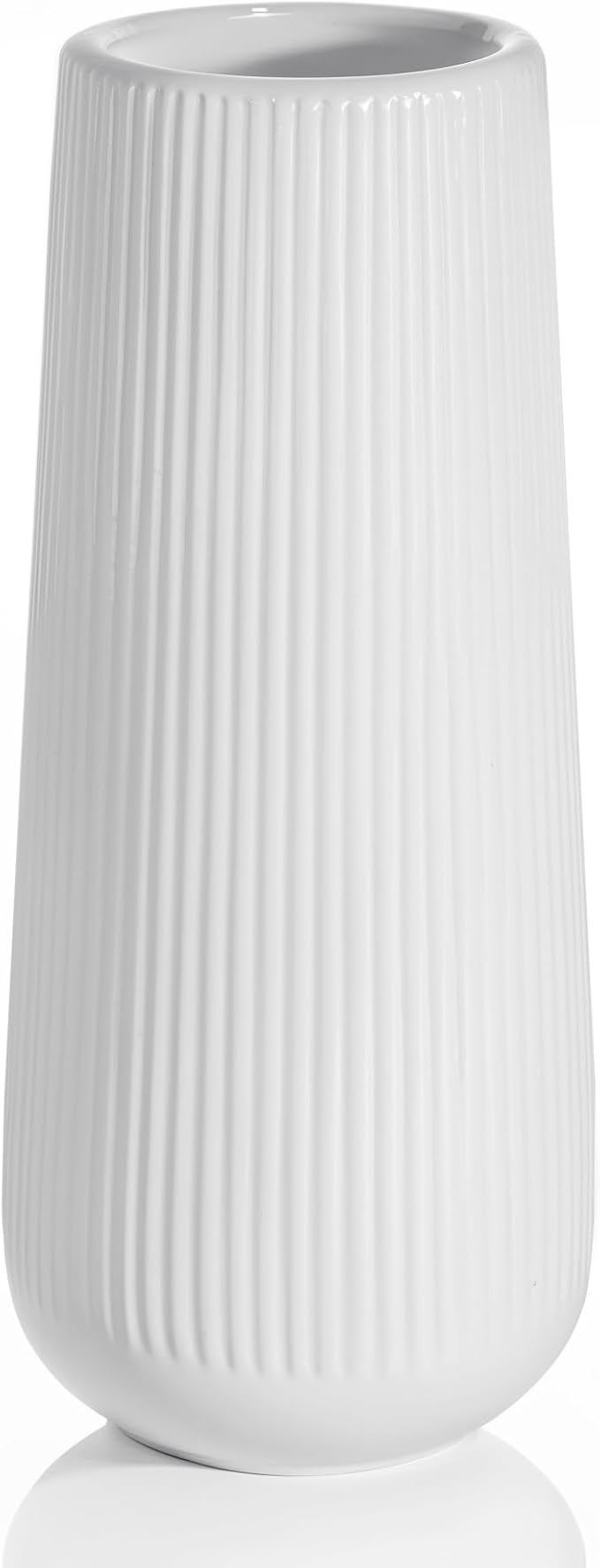 Modern Ceramic Vase, Small White Flower Vase for Table Centerpieces and Rustic Farmhouse Decoration