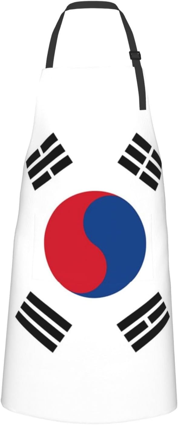 Cute Flag Kitchen Cooking Aprons for Women Men Adjustable Patriotic Flag Apron with 2 Pockets for Home Kitchen Garden