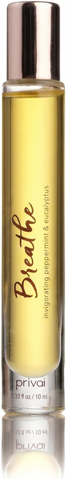PRIVAI Peppermint & Eucalyptus Essential Oil Roller - 10 ML - Breathe, Refreshing Aromatherapy - Refreshing Travel Size - Roll-On with Jojoba Oil – Invigorating Wellness Blend for Everyday Self Care