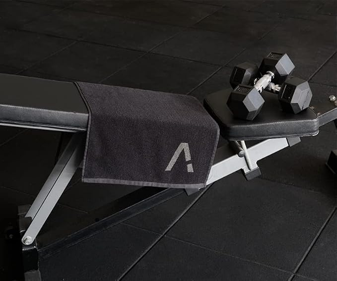 Black Organic Cotton Gym Towel for Men and Women - Silver Infused Sweat Towel, 500 GSM, 31.5"x15.75" - Soft Absorbent Workout Towel for Gym Yoga Sports, Exercise Towel