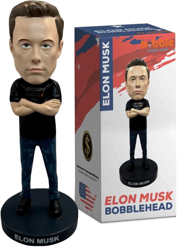 Elon Musk Bobblehead, Entrepreneur and American Patriot, Trump Doge, Premium Polyresin Collectible Statue, 8 Inches Tall, World Leaders Series, Patriots