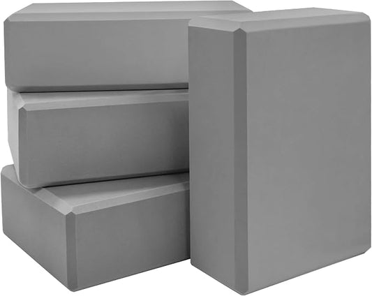 Yoga Blocks 4 Pack - Premium 3x6x9 IN EVA Foam Bricks for Pilates Workout, Stretching, Meditation | Non-slip and Lightweight Yoga Bricks for Flexibility, Balance, Spine Strength