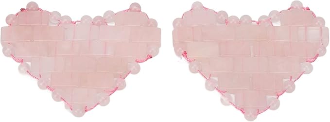 2Pcs Rose Quartz Eye Mask, Jadestone Eye Patch Reduce Edema Relieve Eye Strain Heart Shaped Stone Eye Pad for Massage Cooling Mask