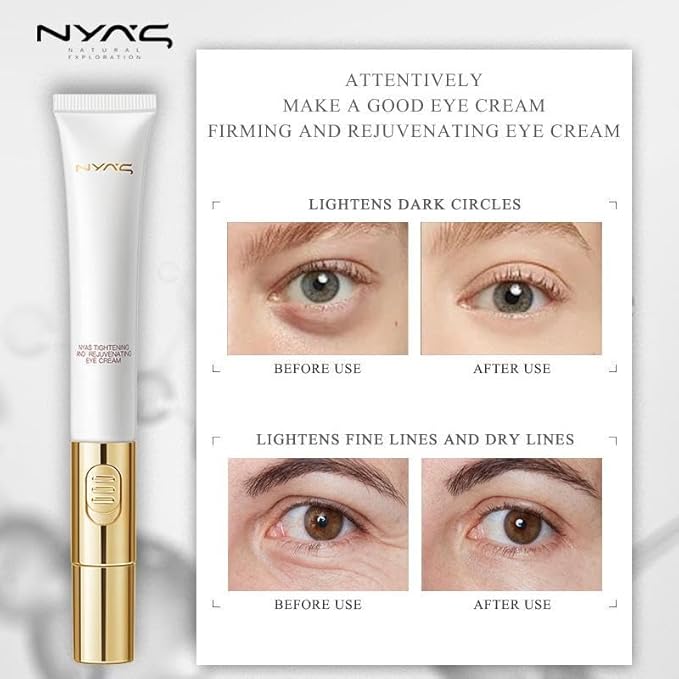 Niyas Electric Vibrating Eye Cream with Massage Head - Anti-Aging Treatment for Dark Circles and Puffiness, Firming Eye Serum with Acetyl Hexapeptide-8 for Fine Lines & Eye Bags - 20g