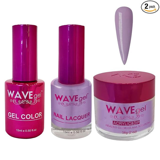 WAVEGEL Soak-Off Gel, Nail Lacquer & Acrylic/Dip Powder Matching Set - Princess Collection - #70 Lilac Sundae