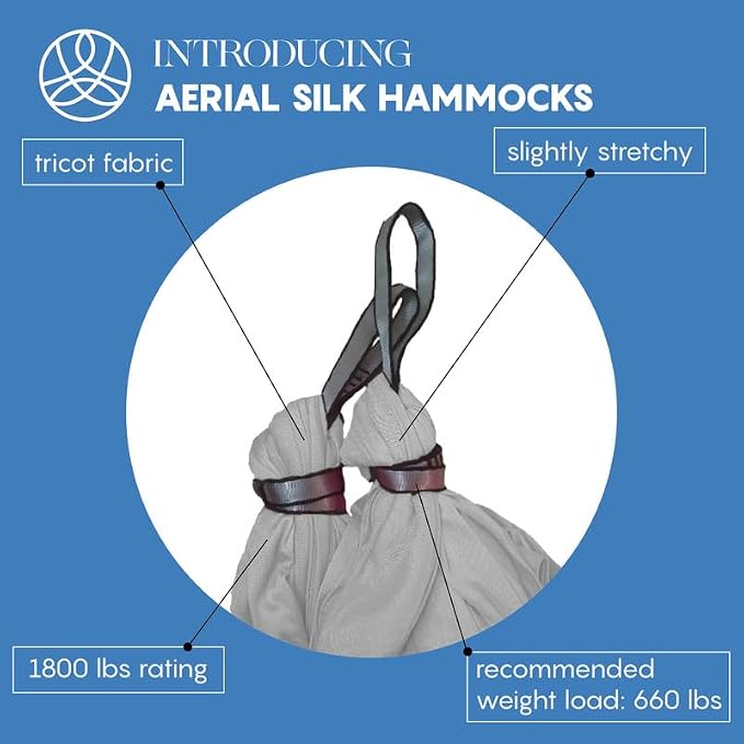 Aerial Silk Yoga Hammock & Swing for Home, Inversion Exercises, Starter Kit for All Levels - Durable with Extension Straps, Carabiners, and Pose Guide