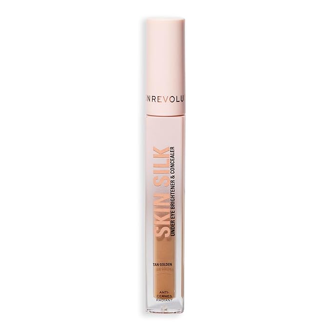 Revolution Beauty London, Skin Silk Radiant Serum Under Eye Brightener, Hydrates & Smooths Under Eye with Hyaluronic Acid & Squalane, Vegan & Cruelty-Free, Tan Golden, 0.13 fl oz