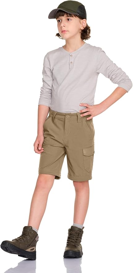 CQR Kids Youth Hiking Cargo Pants, UPF 50+ Quick Dry Convertible Zip Off Pants, Outdoor Camping Pants