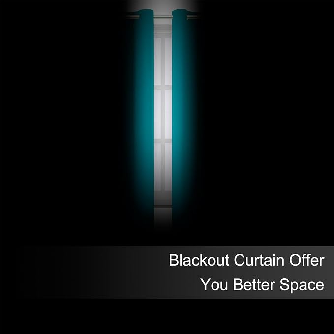 LEMOMO Blackout Curtains 66 x 72 Inch Long Teal Curtains Set of 2 Panels Room Darkening Curtains for Bedroom and Living Room