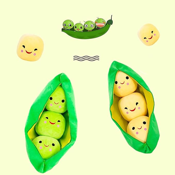 Giant Peas in A Pod Plush Toy Pea Pod Pillow Cute Pea Stuffed Toys Plant Doll Various Sizes (Green Beans,35.4''/90cm)