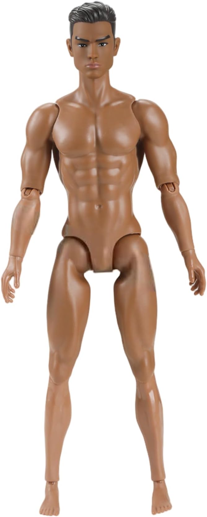 1/6 Scale Action Figure Multi Jointed Posable Male Muscular Action Figure Body with Head for Display Doll Collection, Brown