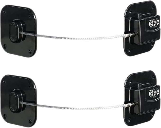 Child Safety Cabinet Locks, Fridge Lock with Combination, Closet Locks,Cabinet Lock(Black 2Pcs)