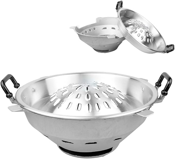 1Set(Pan+Stove) Mookata Thai Korean Bbq Smoke Steak Grill Charcoal Aluminium 14"