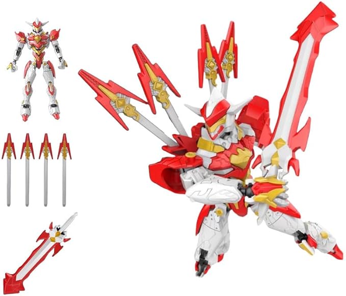 Fully Assembled T13 3D Printed Action Figure with Movable Joints & Interchangeable Weapons - 3D Printed Collectible Toy Ready-to-Play for Boys and Girls (White Red)
