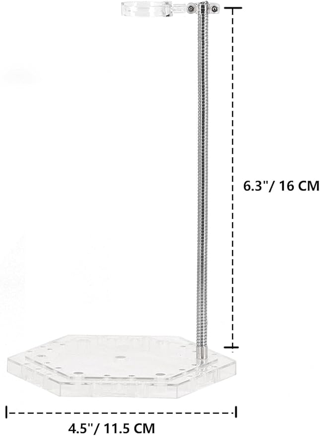 Action Figure Stand with Flexible Metal Arm,Action Figure Pose Display Holder Base,Flight Stands for Action Figures Compatible with HG RG SD SHF Gundam 1/144 Toy with Screwdriver (4Pcs Clear)