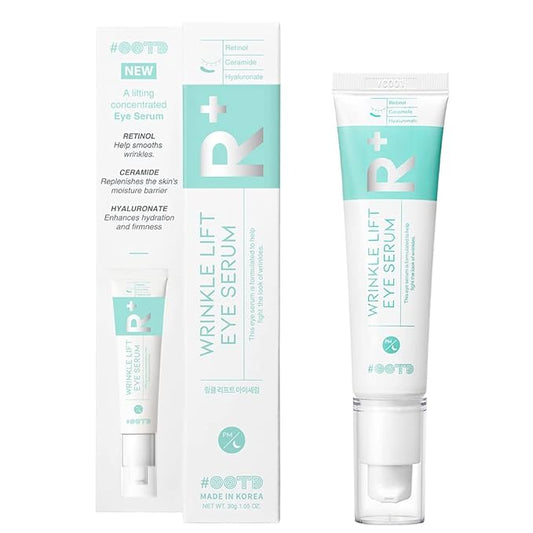 Retinol Eye Cream Serum For Wrinkle Lift, Anti Aging, Under Eye Bag, Puffy Eyes and Dark Circles Treatment, Ceramide, Hyaluronate, Korean Vegan Facial Serum 30g