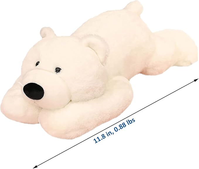 Weighted Stuffed Animals, Weighted Bear Stuffed Animal Toy Cute White Bear Plush Pillow for Adults Boys Girls, 11.8in