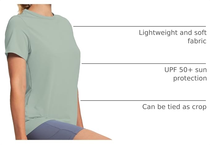 OFEEFAN Workout Tops for Women UPF 50+ Breathable Quick Dry Loose Fit T Shirt Outdoor Yoga Running Hiking Gym Tee Top