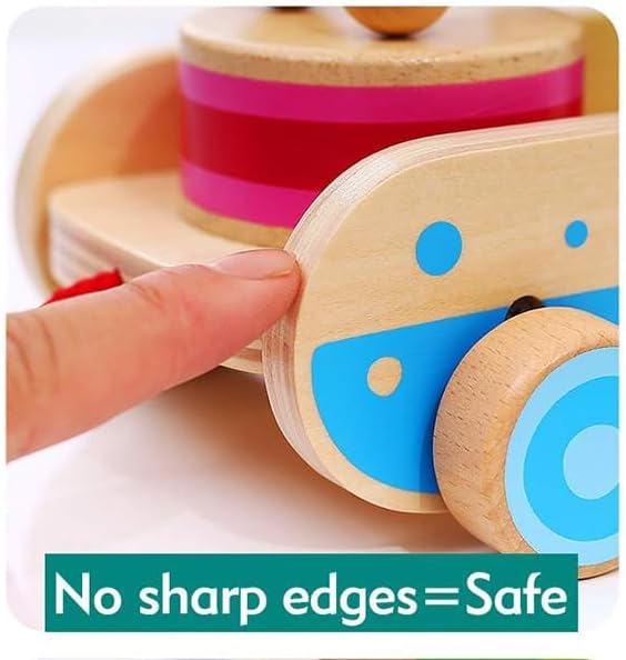 Baby Gift Wooden Toddler Pull Toy, Crocodile Drum Tapping Children's Toy, Baby dragging and Learning to Walk, Rope Traction Rope Crawling for Toddlers Ages 1+