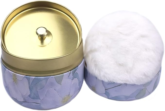 Topwon Powder Case with Powder Puff for Body Powder Container Dusting Powder Case for Baby&Mom (Purple Jasmine)