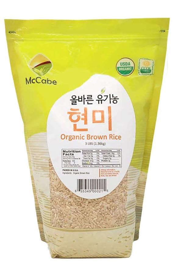 McCabe Organic Brown Rice - Brown Rice Organic | Rich with Fiber & Minerals | USDA and CCOF Certified | Product of USA | 3Lbs
