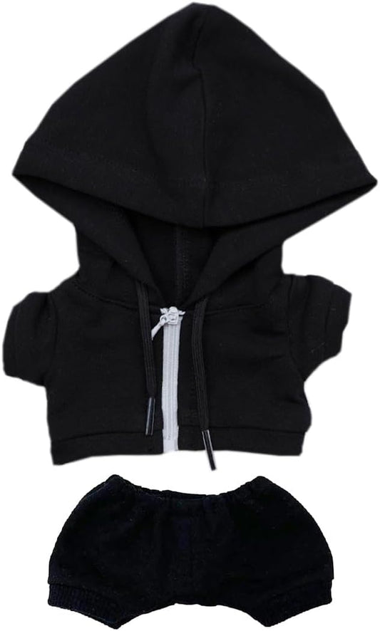 10cm 15cm 20cm Plush Doll Clothes Coat Pants Multi-Color Sportswear Sets Toys Dolls Accessories (Black, 10cm)