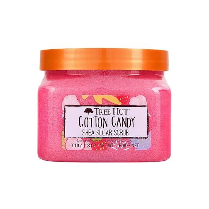 Tree Hut Cotton Candy Shea Sugar Scrub, Exfoliating, Hydrating & Moisturizing Body Scrub with Shea Butter & Nourishing Essential Oils, Smooth & Soften Skin, 18 oz