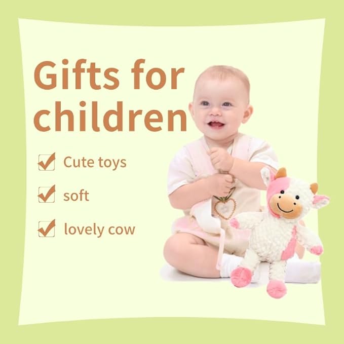 Cow Stuffed Animal Cow Plush Doll Toy 11.8 inch for Girls Boys (Stand Cow Pink)