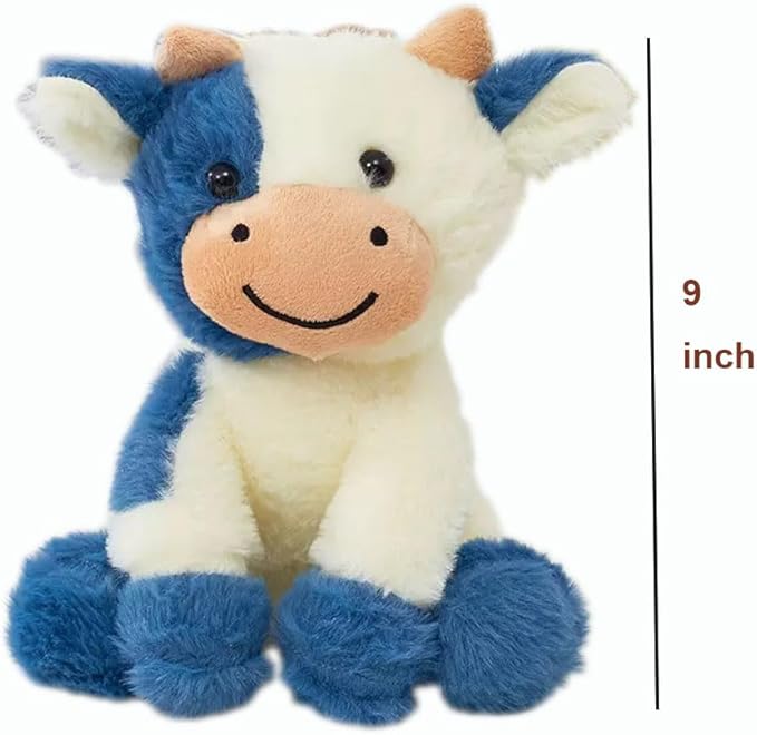 Cow Stuffed Animals Soft Plush Cute Cow Doll for Boys Girls 8in (zuo NIU Shen lanse)