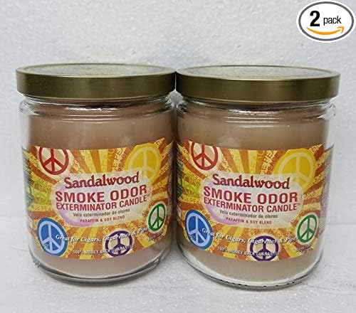 Smoke Odor Exterminator 13oz Jar Candle, Sandalwood Two Pack.