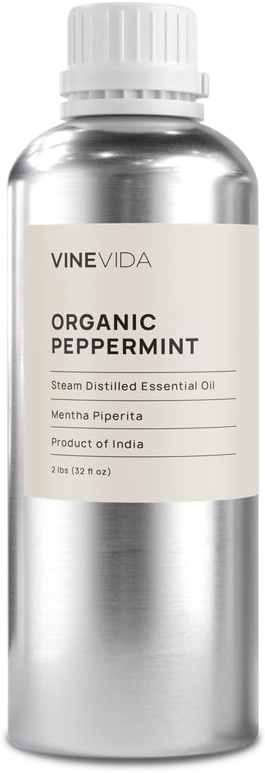 VINEVIDA Organic Peppermint Essential Oil 32 oz - Pure, Undiluted, Vegan, and Sustainable