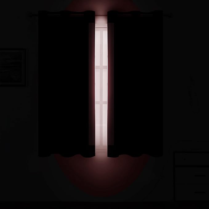 LEMOMO Burgundy Blackout Curtains 38 x 54 Inch Length/Set of 2 Curtain Panels/Thermal Insulated Room Darkening Blackout Curtains for Bedroom