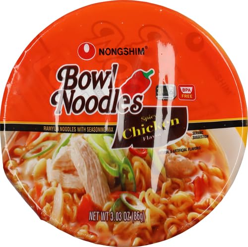 Nongshim Ramen Noodles, Gourmet Instant Ramen bowl, Premium Microwavable Noodle Soup, Spicy Chicken, 3.03 Ounce (Pack of 2)