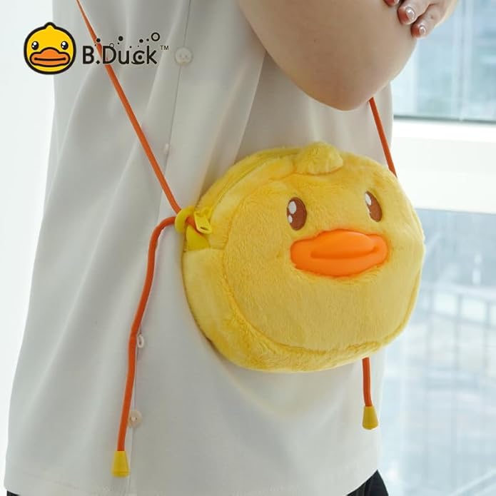 B.DUCK Plush Purse Crossbody Bags Kawaii Handbag with Zipper Cute Duck Shoulder Bag Coin Wallet Toy Purse for Gifts