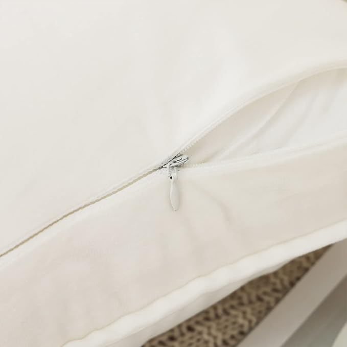 Velvet Cream white Throw Pillow Covers 22”x22”Pack of 2 Soft Decorative | Square Cushion Covers for Couch Sofa Bed Livingroom Car Home Decor,55x55Cm