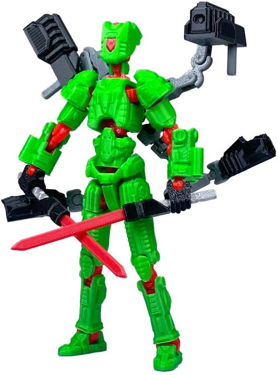 T13 Action Figure Set (Assembly Completed)，3D Printed Multi-Jointed, Desktop Decorations for Game Lovers Toys,5.5Inch (Red and Green)