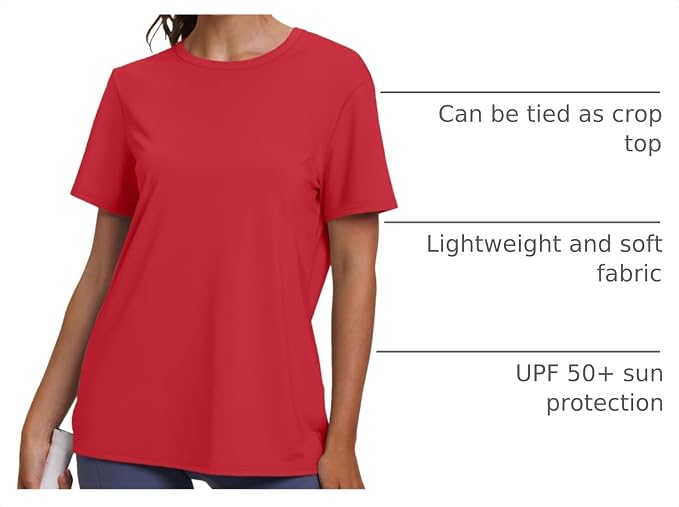 OFEEFAN Workout Tops for Women UPF 50+ Breathable Quick Dry Loose Fit T Shirt Outdoor Yoga Running Hiking Gym Tee Top