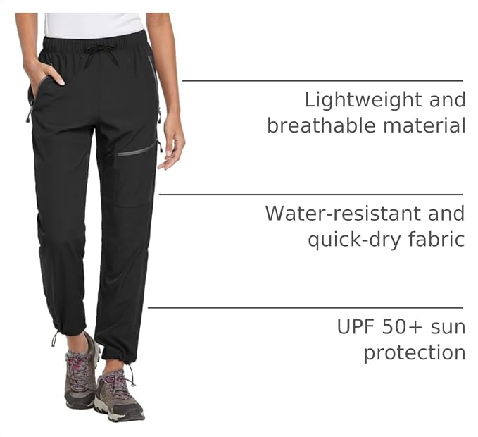 baleaf Women's Hiking Pants Quick Dry Lightweight Water Resistant Elastic Waist Cargo Pants for All Seasons