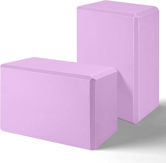 Yoga Blocks 2 Pack 3x6x9IN Foam Block Supportive Latex-Free with Beveled Edges, Non-Slip Exercise Blocks for Pilates, Meditation, Balance, Stretching and Deep Poses