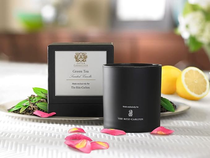 The Ritz-Carlton Green Tea Candle by Antica Farmacista - Notes of Bergamot, Lemon, Peppercorn, Bulgarian Rose, and Green Tea - 9 oz.