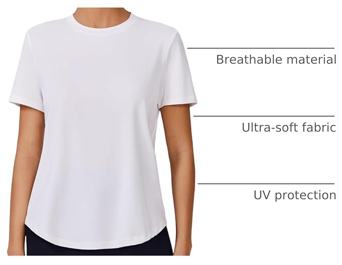 PINSPARK Soft Workout Tops for Women UPF 50+ Sun Protection Shirt Quick Dry Athletic Running Hiking Travel Basic Tee Shirts