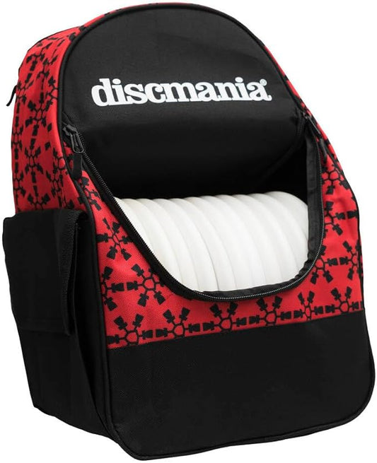 Discmania Fanatic Go Disc Golf Backpack | 18 Capacity + Top Pocket for 2 Putters | Lightweight, Durable Disc Golf Bag | Tall Side Pocket, Bottle Holder | Padded Straps & Water-Resistant Shell