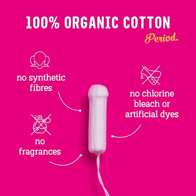 Flo - Organic Cotton Tampons for Women - 32 Pack (32 Super Tampons) - Leak Proof - No Synthetic Fibers, Chlorine Bleach, or Added Dyes - Bio-Plastic Applicator - Feminine Care - Vegan & Cruelty Free