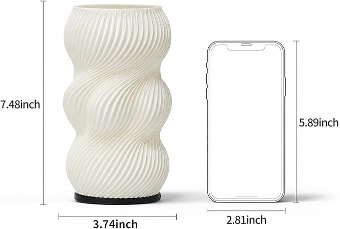 White Vase for Flowers - Small Unique Vase with Lighting 16 Colors for Centerpieces, Modern Vases for Home Decor, Living Room, Bedroom (USB Plug in Corded)