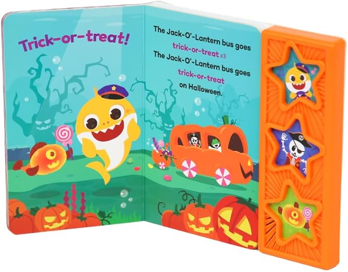 Baby Shark Halloween Bus 3 Button Sound Book, Children's Halloween Books, Interactive Learning Books for Toddlers, Learning & Education Toys, Baby Shark Seasonal Gifts for Babies & Toddlers 1-3