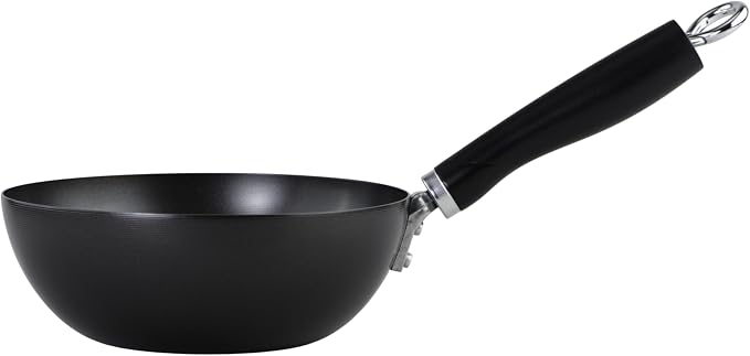 GoodCook Everyday Nonstick Wok, 8-Inch, Black, Carbon Steel Small Wok, High Wall Construction, Flat Base, Ergonomic Flame Guard Handle, Non-Stick Wok Pan for Stir Fry and Sautéing