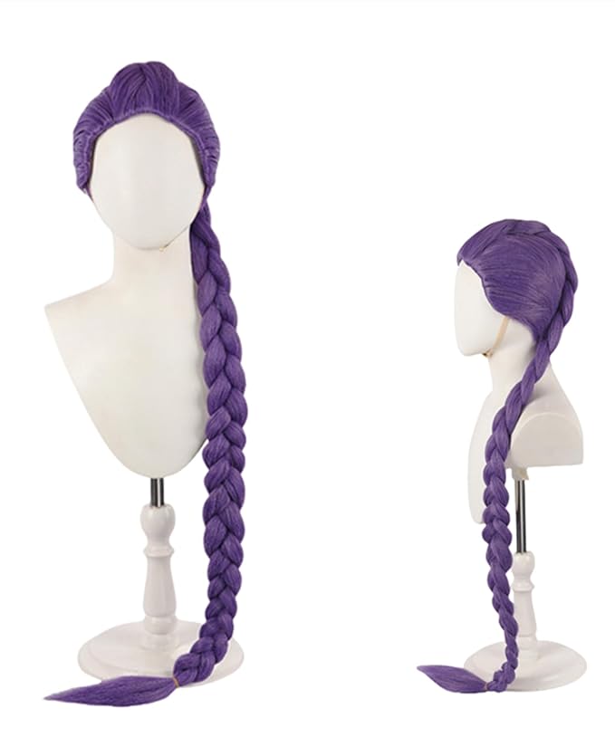Anime Cosplay Wig Purple Long Braided Wig Halloween Party Costume Wigs
