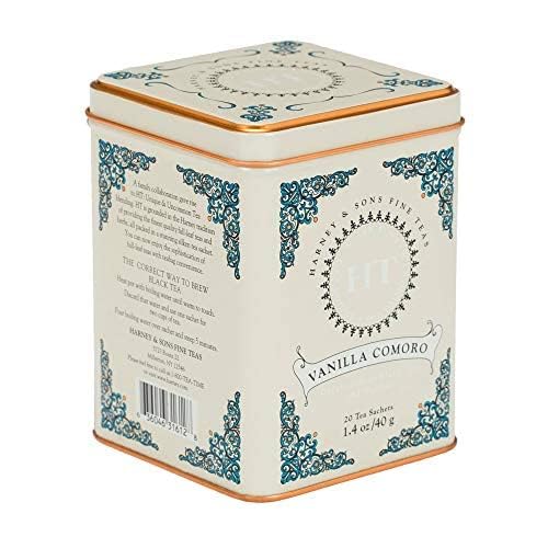 Harney and Sons Fine Tea, Vanilla Comoro, 20 Count (Pack of 4)