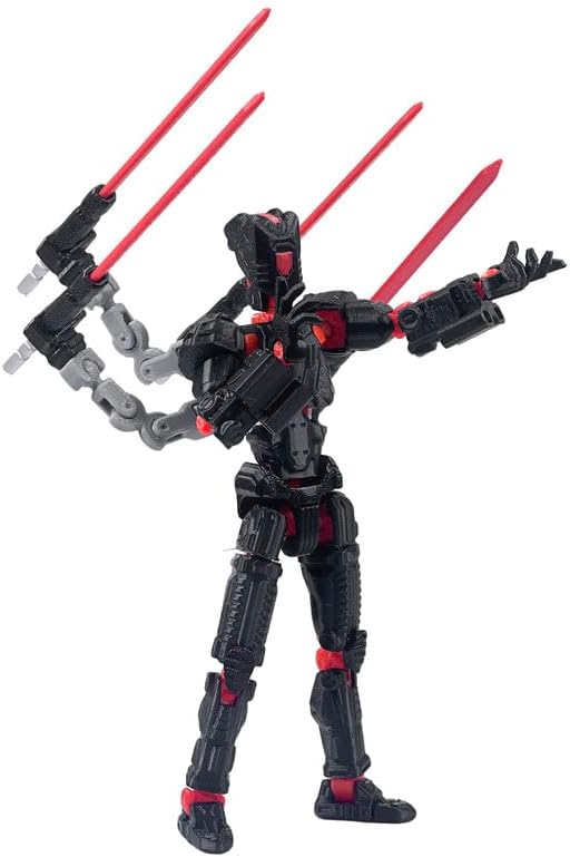T13 Action Figure Set (Assembly Completed)，3D Printed Multi-Jointed, Desktop Decorations for Game Lovers Toys,5.5Inch (Black and Red)