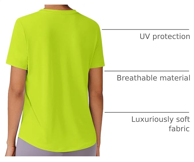 PINSPARK Soft Workout Tops for Women UPF 50+ Sun Protection Shirt Quick Dry Athletic Running Hiking Travel Basic Tee Shirts